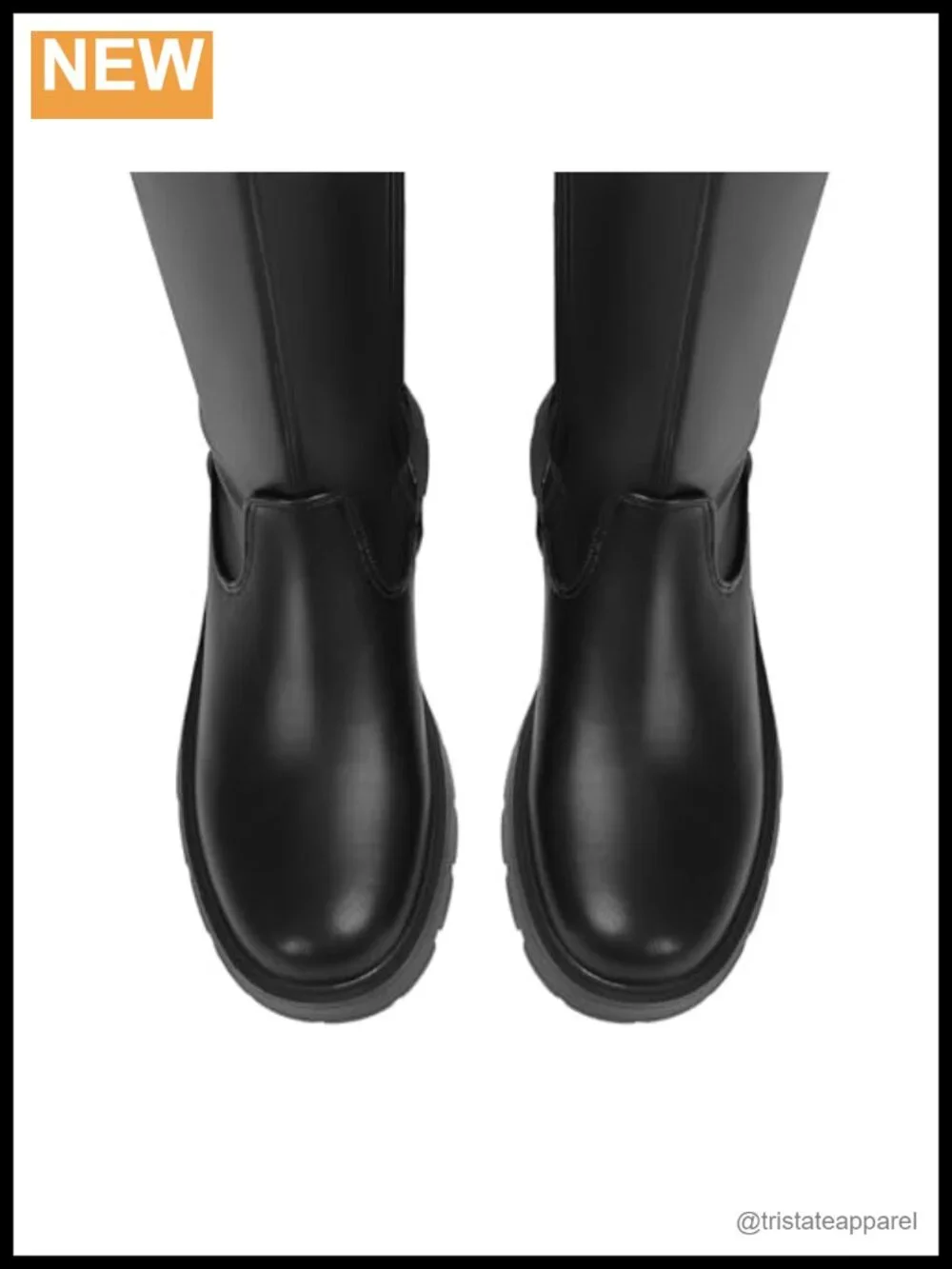 Over the Knee High Boots Chunky Heel Slip On Faux Leather Stretch Thigh High